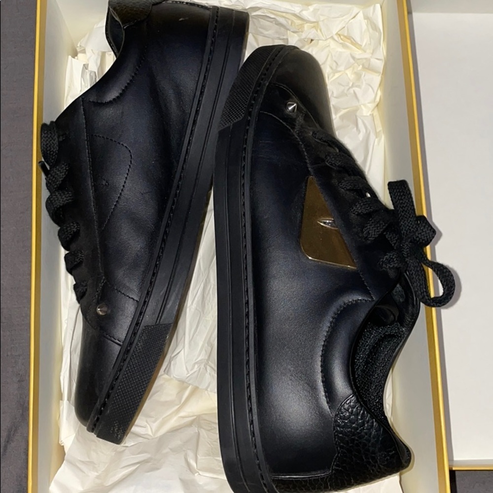 fendi black leather sneakers